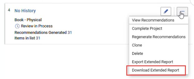 Download Extended Report option.